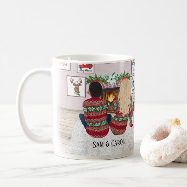 Taza De Café Nuestra primera navidad, casada y morada, señor y  (Con donut)
