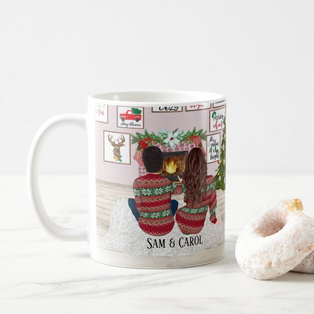 Taza De Café Nuestra primera navidad, casada y morada, señor y  (Con donut)