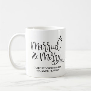 Taza De Café Nuestra primera navidad, casada y morada, Sr.