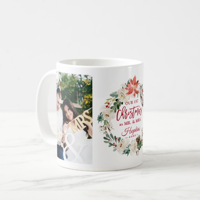 Taza De Café Nuestra primera Navidad como la señora Floral Wrea (Anverso izquierdo)