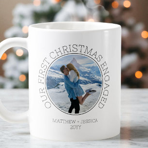 Taza De Café Nuestra primera Navidad comprometidos Foto Simple 