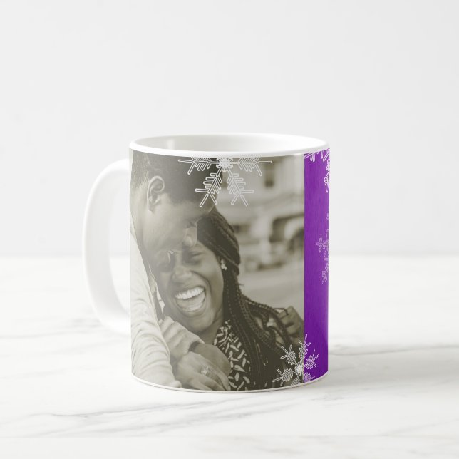 Taza De Café Nuestra primera Navidad Purple Snowflakes Minimali (Anverso izquierdo)