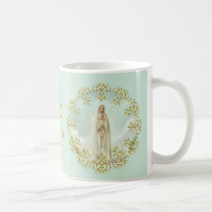 Taza De Café Nuestra señora de la guirnalda del cordón del or