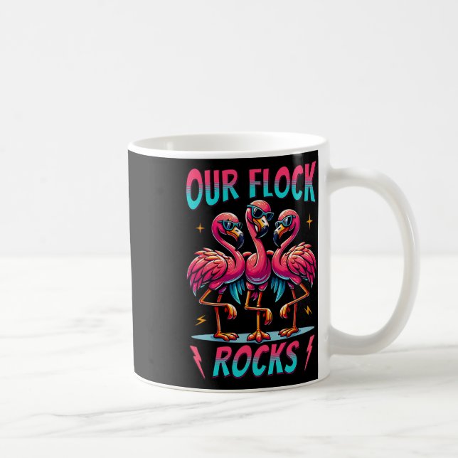 Taza De Café Nuestras Rocas De Reloj Cute Flamingo Familia Vaca (Derecha)