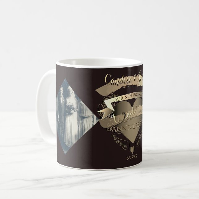 Taza De Café "Nuestro octavo aniversario Boda de bronce" (Anverso izquierdo)