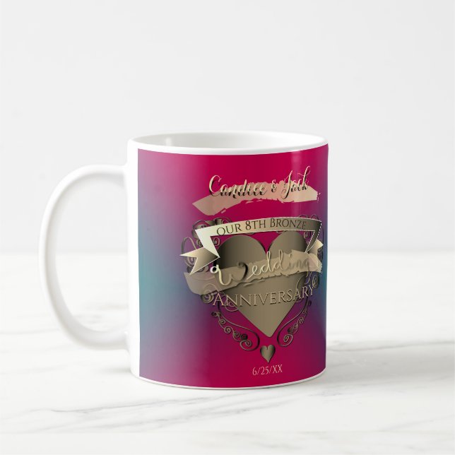 Taza De Café "Nuestro octavo aniversario Boda de bronce" Tourma (Izquierda)