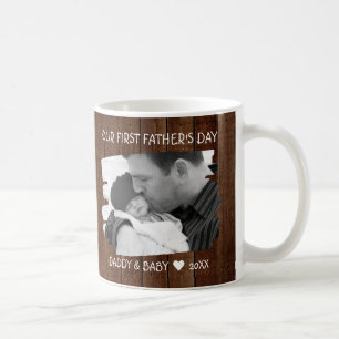 Taza De Café Nuestro primer Día de los Padres Papá Foto De Bebé