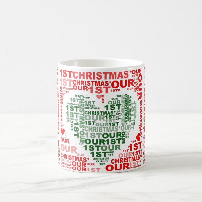Taza De Café Nuestros primeros Navidades Red Green Heart Coffee (Centro)