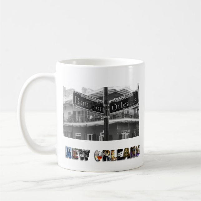 Taza De Café Nueva Orleans Louisiana Bourbon Street Travel Foto (Izquierda)