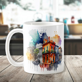 Taza De Café Nueva Orleans Nola Louisiana - Acuarela
