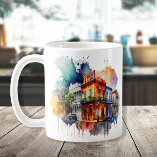 Taza De Café Nueva Orleans Nola Louisiana - Acuarela