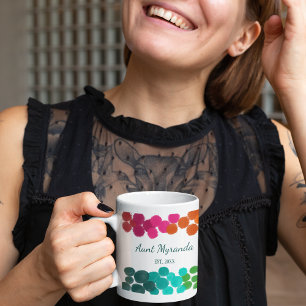 Taza De Café Nueva tía Resumen de puntos de la Polka Arcoiris p