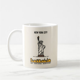 Taza De Café Nueva York Estatua de la Libertad Línea de Arte Mi