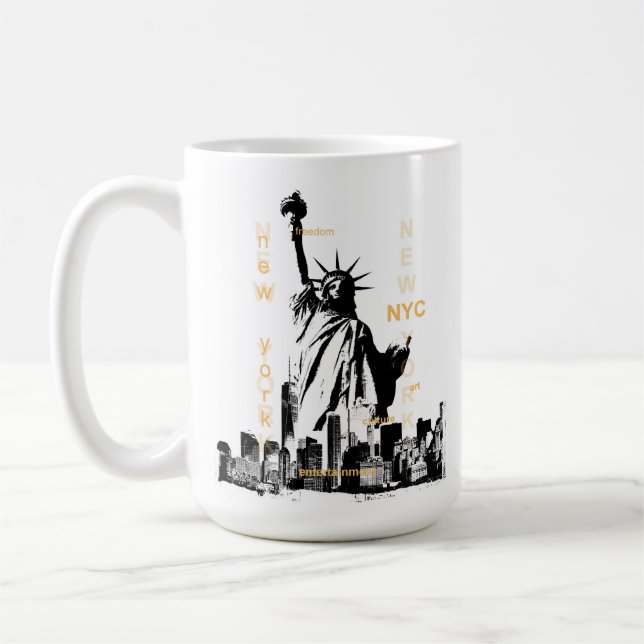 Taza De Café Nueva York moderna en la estatua de la libertad de (Izquierda)