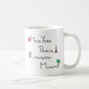 Taza De Café Nueva York, París, Londres, Miami
