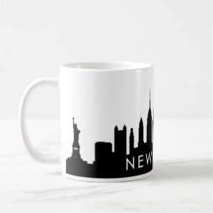 Taza De Café Nueva York Skyline Silhouette Black Elegant Script