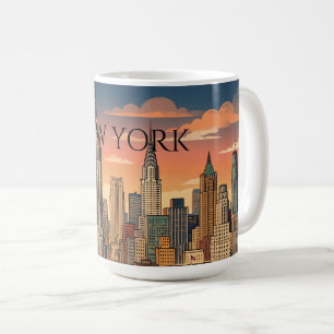Taza De Café Nueva York Skyline Travel Arte Vintage