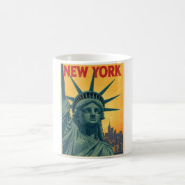 Taza De Café Nueva York Vintage Viaje Retro Estatua de la Liber