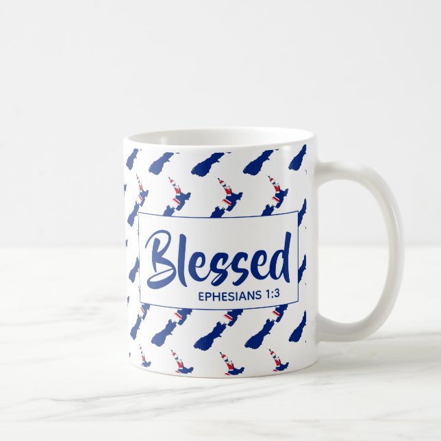 Taza De Café NUEVA ZELANDIA Bendice Escritura Cristiana Efesian (Derecha)