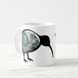 TAZA DE CAFÉ NUEVA ZELANDIA KIWI PAUA NEGRO FERN KORU PERSONALI