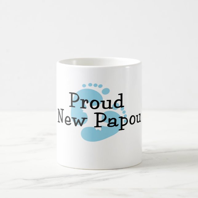 Taza De Café Nuevas huellas orgullosas del bebé de Papou (Centro)