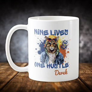 Taza De Café Nueve Vidas Una Agitación Hip Hop Gato