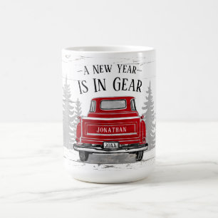 Taza De Café Nuevo Año En La Cita Del Engranaje Nombre Del Cam