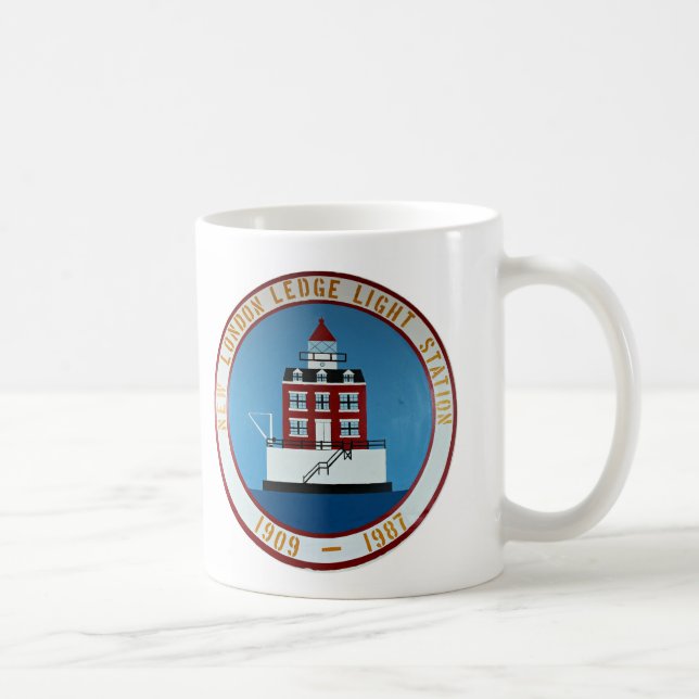 Taza De Café Nuevo faro de London Ledge, Connecticut Mug (Derecha)