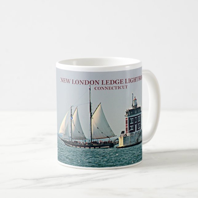 Taza De Café Nuevo faro de London Ledge, Connecticut Mug (Anverso derecho)