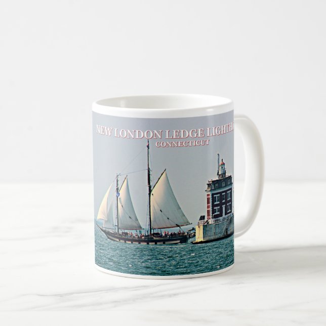 Taza De Café Nuevo faro de London Ledge, Connecticut Mug (Anverso derecho)