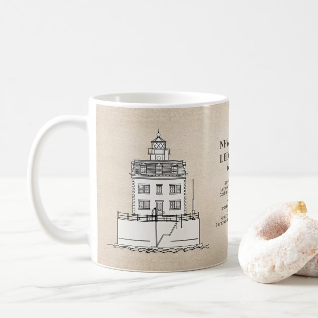 Taza De Café Nuevo faro de London Ledge - Connecticut - SBD (Con donut)