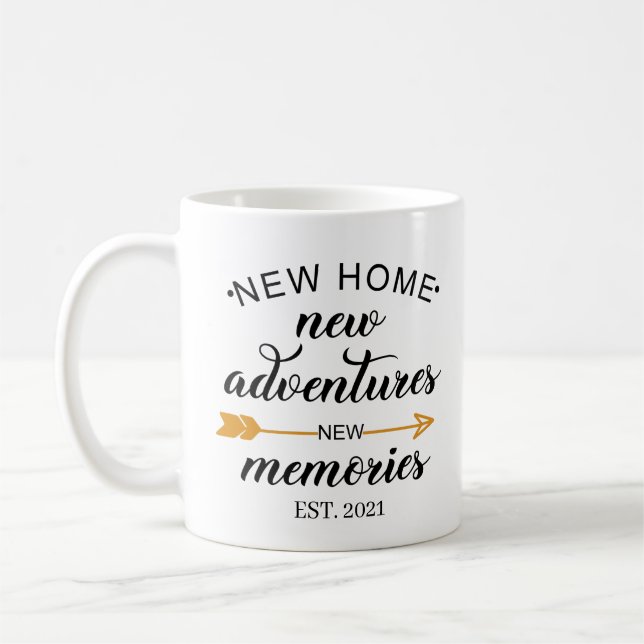 Taza De Café Nuevo hogar Nuevas aventuras Calentamiento de los  (Izquierda)