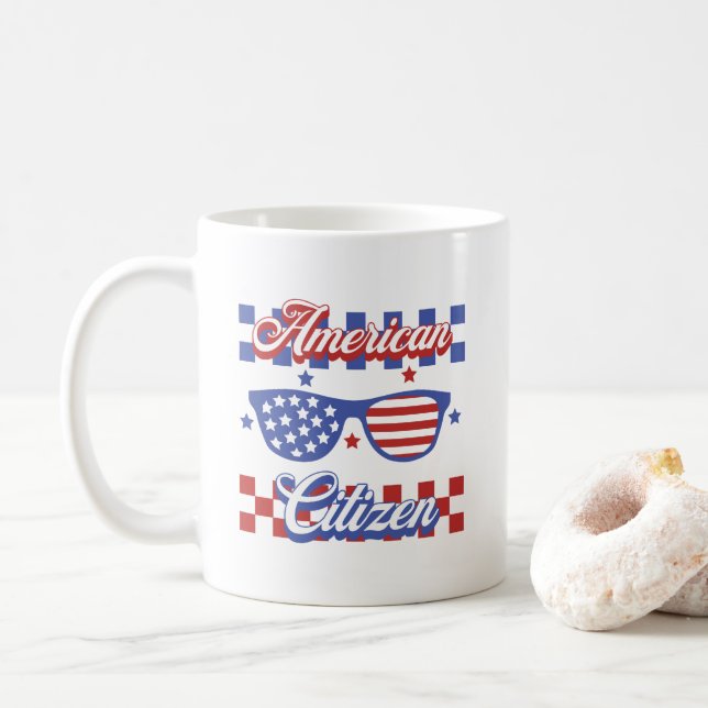 Taza De Café Nuevo inmigrante norteamericano de naturalización  (Con donut)