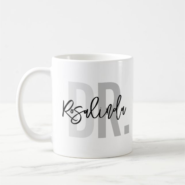 Taza De Café Nuevo Médica de moda PhD Custom Name Apreciation G (Izquierda)
