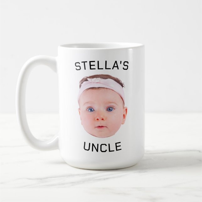 Taza De Café Nuevo Tío Gift Mug, Personalizado Baby Face Photo  (Izquierda)
