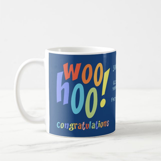Taza De Café Nuevo trabajo felicitaciones tipografía divertida (Izquierda)