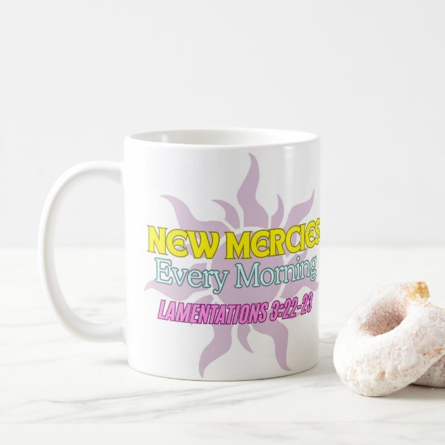 Taza De Café Nuevos ejercicios cada mañana motivación cristiana (Con donut)