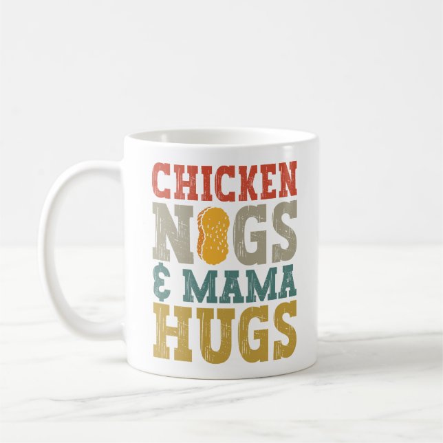 Taza De Café Nugs de pollo y mamá abraza a niñito (Izquierda)