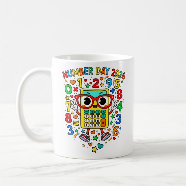 Taza De Café Number Day 2026 Cute Maths Calculator Mug (Izquierda)