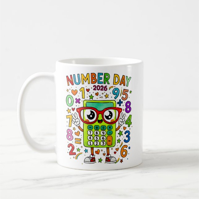 Taza De Café Number Day 2026 Cute Maths Calculator Mug (Izquierda)