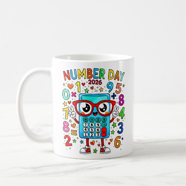 Taza De Café Number Day 2026 Cute Maths Calculator Mug (Izquierda)