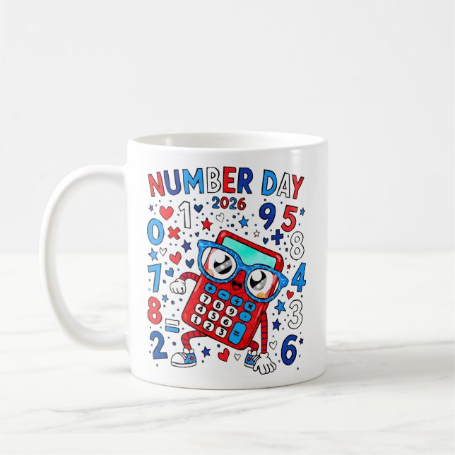 Taza De Café Number Day 2026 Cute Maths Calculator Mug (Izquierda)