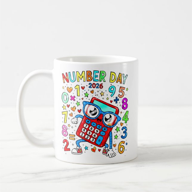 Taza De Café Number Day 2026 Cute Maths Calculator Mug (Izquierda)