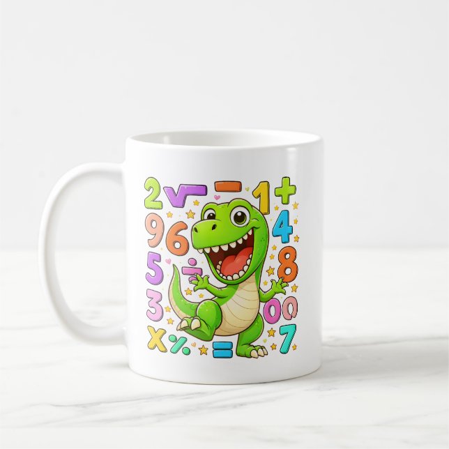 Taza De Café Number Day 2026 Cute Maths Dino Outfit (Izquierda)