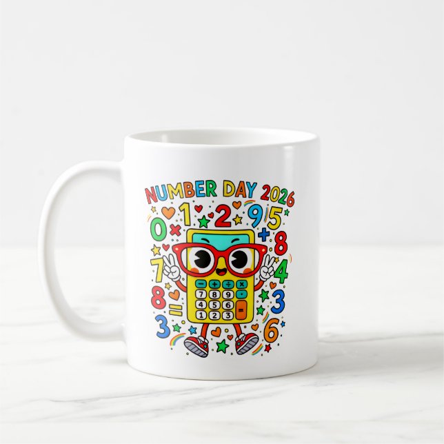 Taza De Café Number Day 2026 Owl Calculator Math Design (Izquierda)