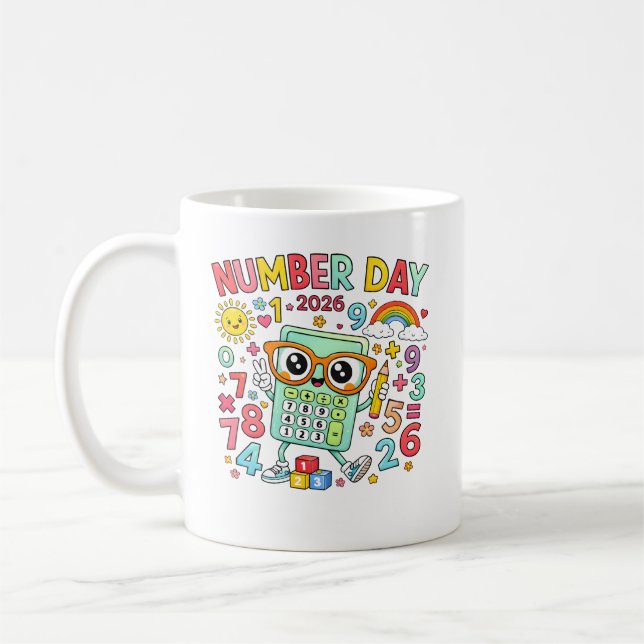 Taza De Café Number Day 2026 Owl Calculator Math Design (Izquierda)