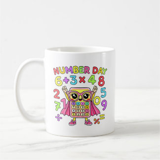 Taza De Café Number Day Cute Calculator Character Design