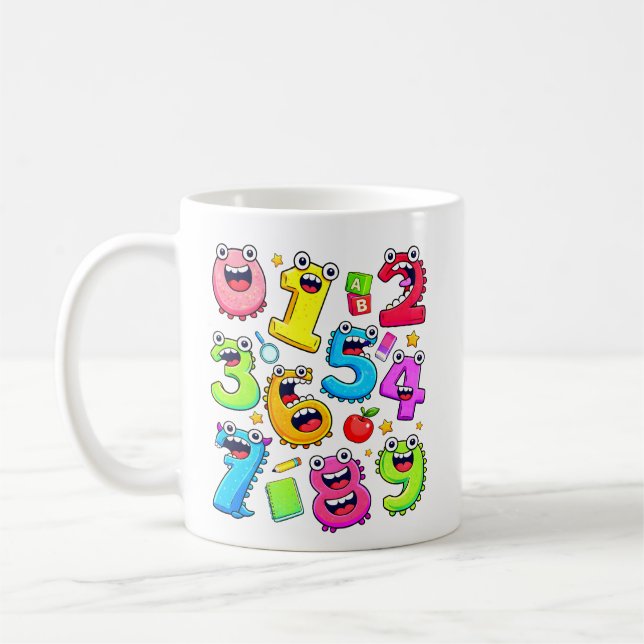 Taza De Café Number Day Funny Cartoon Numbers Design (Izquierda)