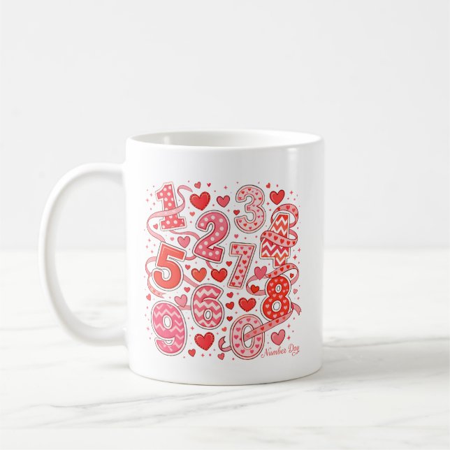 Taza De Café Number Day Heart Numbers Design for Kids (Izquierda)
