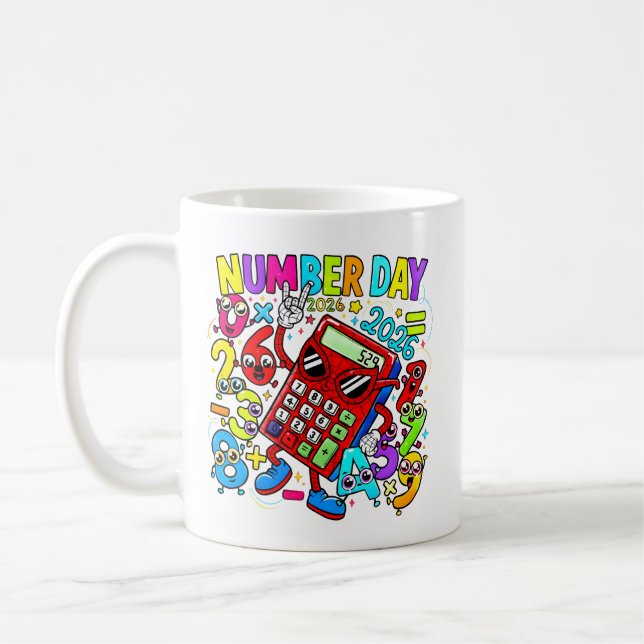 Taza De Café Number Day Maths Mug | Colourful Calculator (Izquierda)